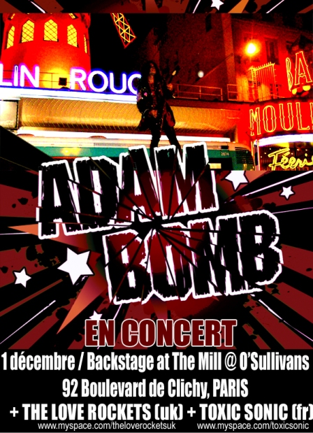 Flyer of the Adam Bomb concert in Paris, December 2008