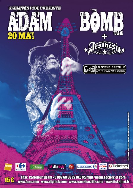 Street poster for Adam Bomb live in Paris, France, May 20 2009