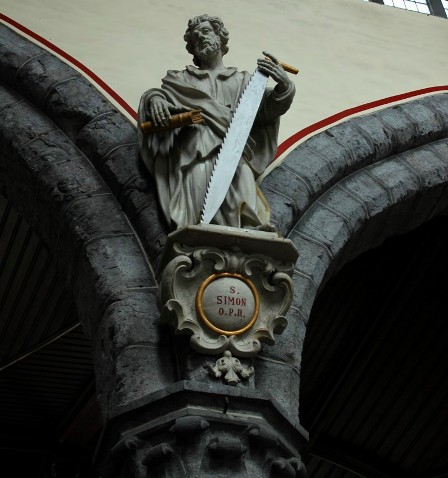 St Simon and a Saw - inside the Cathedral of Deinze in Belgium