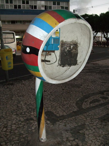 Colourful telephone, Salvador, Brazil