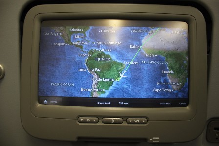 Flight map from Rome to Rio de Janeiro