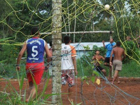 Kids playing football in Tabatinga, Amazon rainforest, Brazil