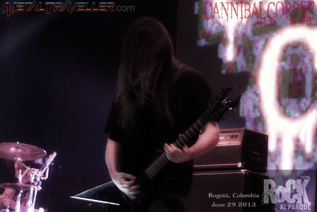 Rob Barrett from Cannibal Corpse on stage in Bogotá