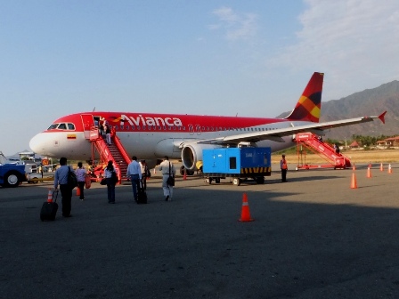 Avianca Airbus A320 at Simón Bolívar Airport in Santa Marta, Colombia