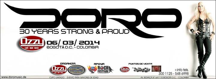 Poster for the Doro concert in Colombia