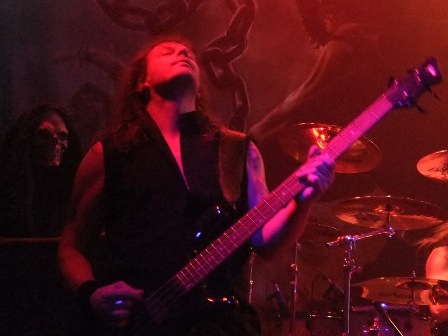 Jens Becker playing bass with Grave Digger in Paris