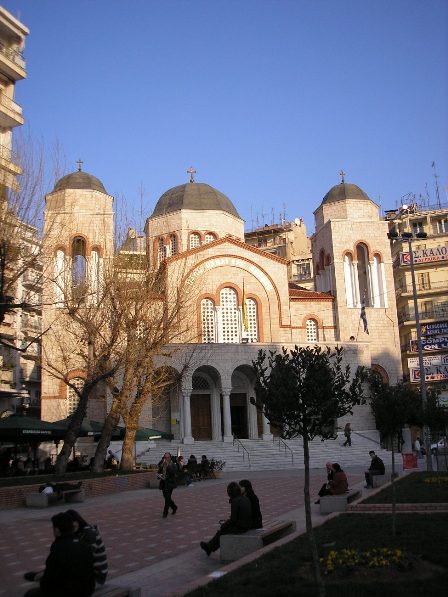 Structure covering the mosaics of the ancient basilica in Ohrid, Macedonia