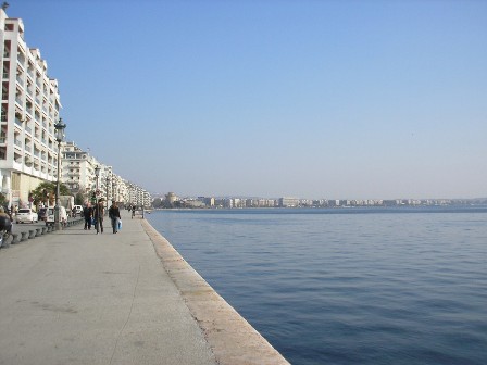 Thessaloniki's waterfront from Nikis Avenue, Greece