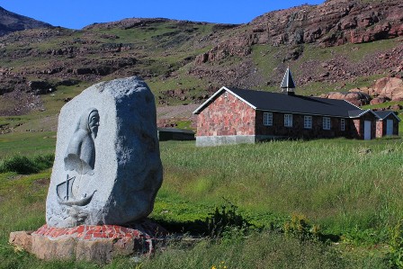 The viking stone and the church of Igaliku
