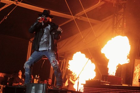 Axl Rose on fire with Guns'n'Roses