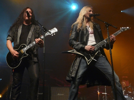 Pontus Norgren and Oscar Dronjak with Hammerfall live in Belgium