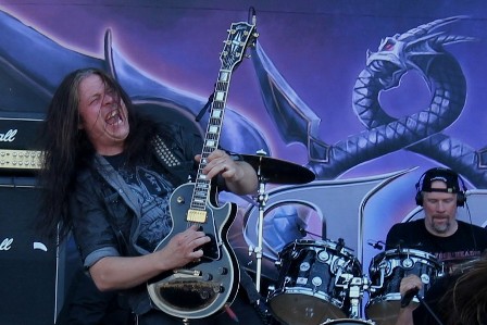 Pontus Norgren on guitar with Hammerfall at the Sonisphere Madrid