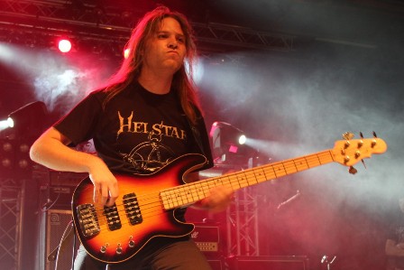 Matej Sušnik on bass live with Helstar