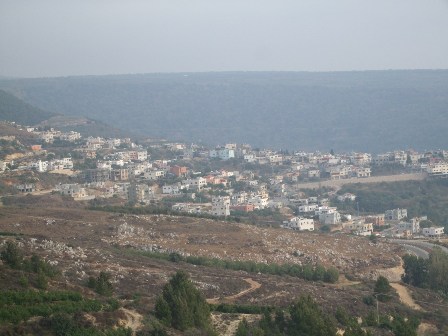 The Druze Village of Ein Kinya in the Goland Heights, disputed by Israel and Syria, as seen from Nebi Hazuri's tomb