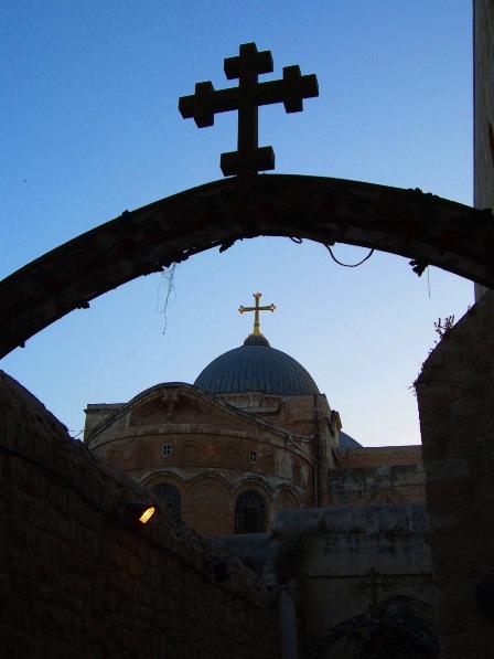 The Holy Sepulchre Church viewed from near the entrance of the Coptic Orthodox Patriarchate