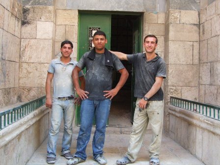 Palestinian boys restoring the Salahiyya El Khanqah Mosque, Christian Quarter, Jerusalem
