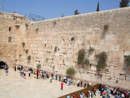 The Western wall in Jerusalem, with the Mechitza separating praying men and women