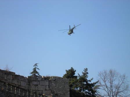 Helicopter over Kale Fortress, Skopje, Macedonia. Maybe flying to Kosovo?...