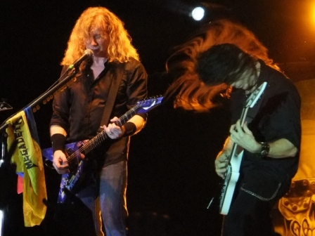 Dave Mustaine and Chris Broderick headbanging