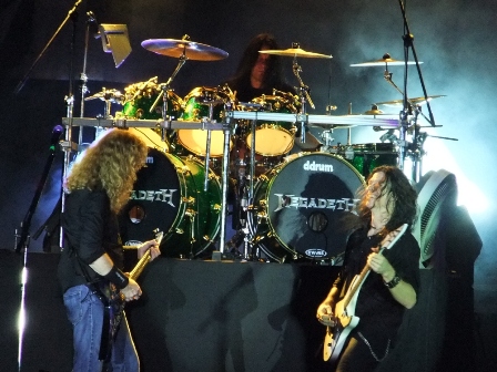 Shawn Drover with Dave Mustaine and Chris Broderick