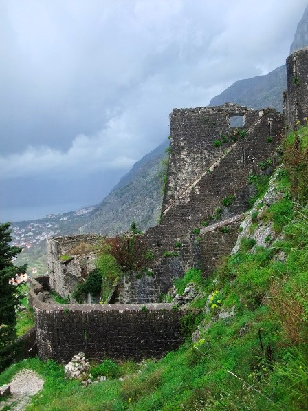 Mountains and the town of Kotor in Montenegro