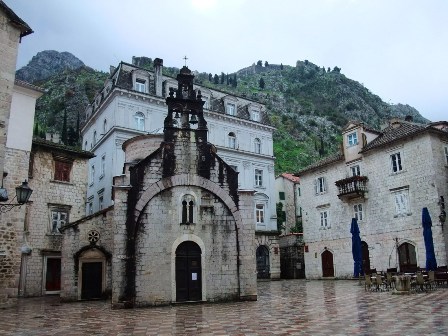 Mountains and the town of Kotor in Montenegro