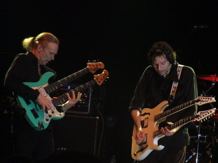 Billy Sheehan on his Double neck bass and Paul Gilbert with his double neck guitar