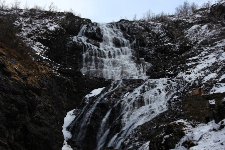 Kjosfossen waterfall, near Flåm in Norway