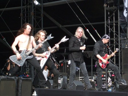 Nibbs, Doug, Biff and Paul from Saxon live at Graspop Festival, Belgium, June 2008