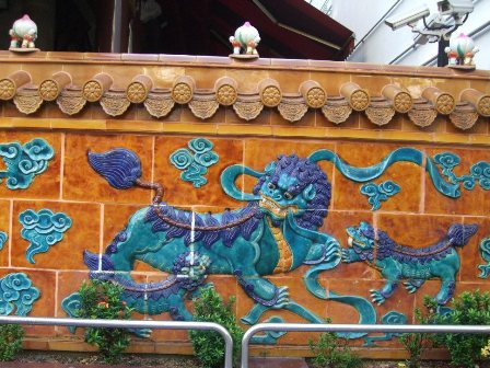 Lion at Kwan Im Thong Hood Cho Temple in Waterloo Street, Singapore