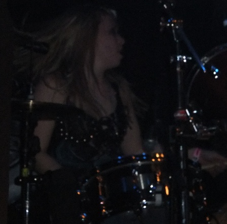 Alison Thunderland on drums with Skull Fist live in Essen