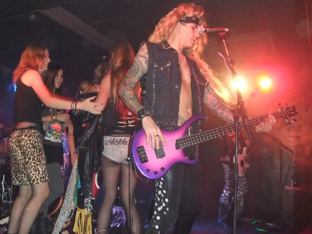 Steel Panther fans on stage