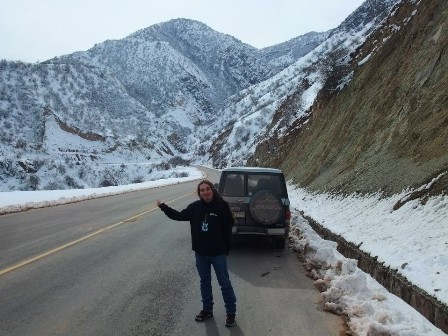 Metal Traveller on the road in Tajikistan