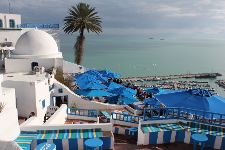 Café des Délices, facing the sea in Sidi Bou Said