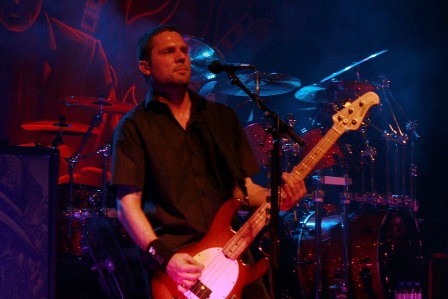 Anders Kjølholm on bass - Volbeat live in Paris